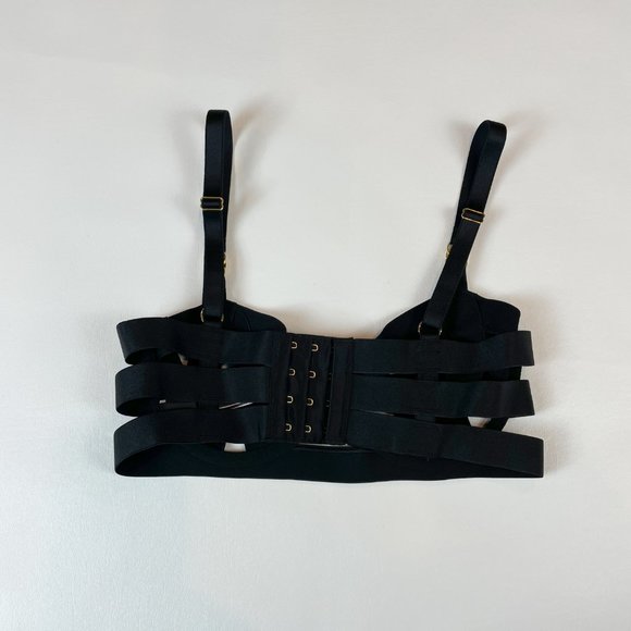 NWOT Victoria's Secret Bra 32C Unlined Balconet Strappy Banded Black - Picture 2 of 8